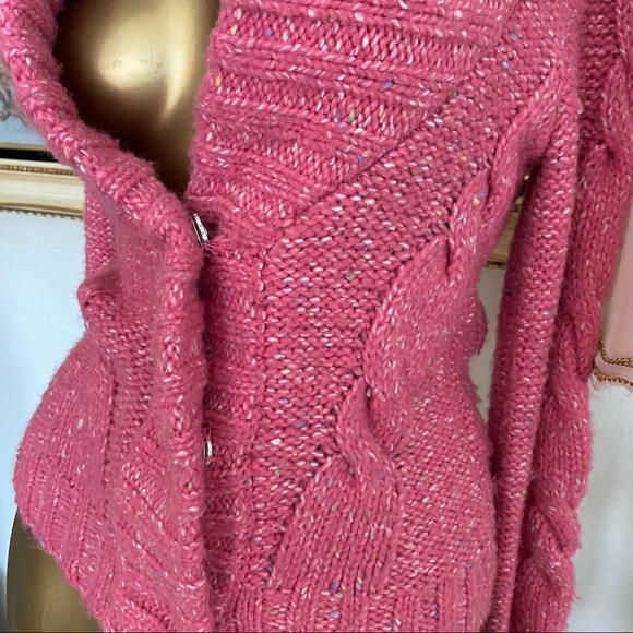 Bebe Pink Snap Front Chunky Sweater - Picture 3 of 9